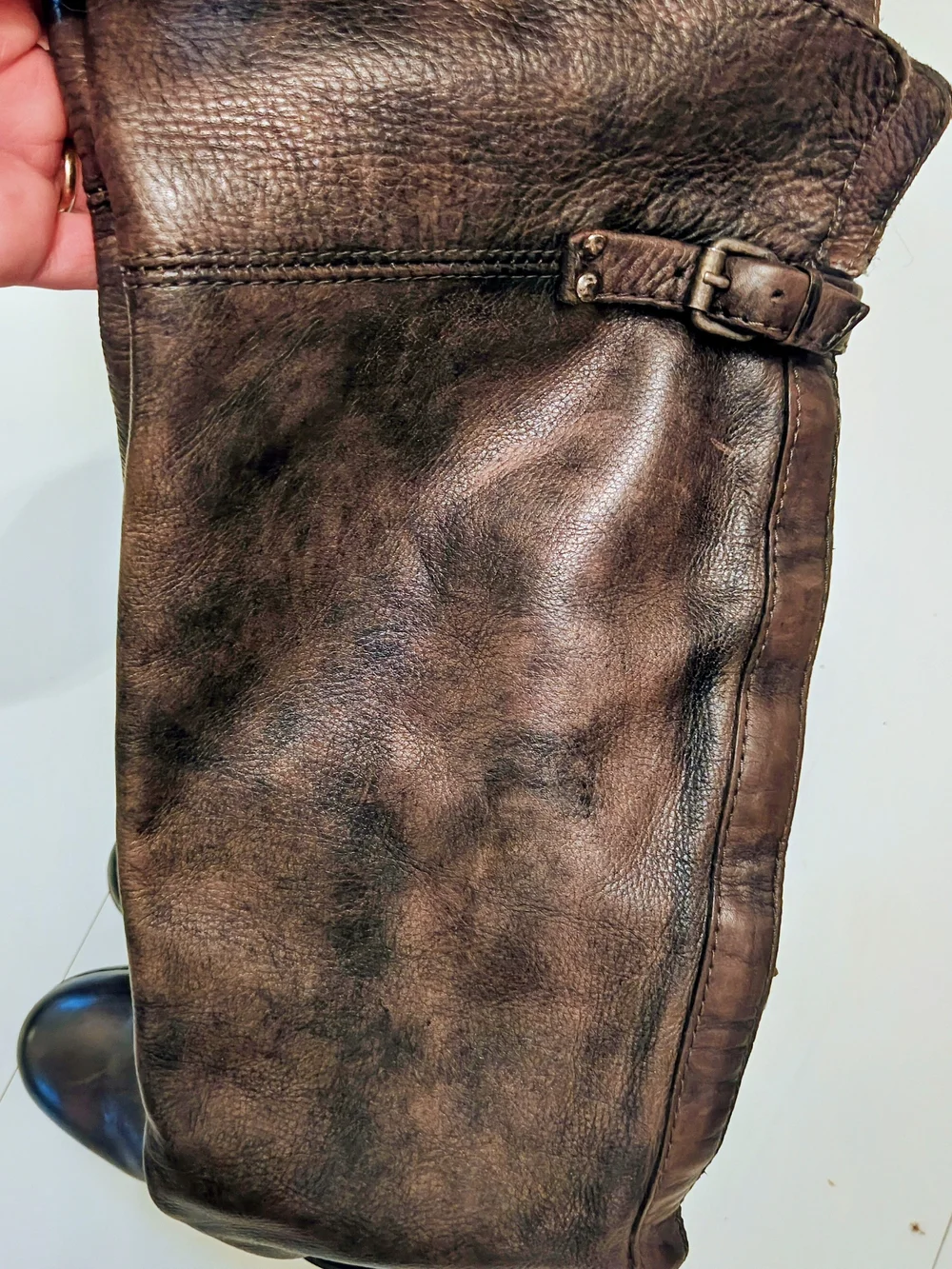 Frye Tall Riding Boots Brown Leather Knee High Moto Boots Size 9.5